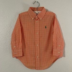 Ralph Lauren orange and white plaid shirt size 2T